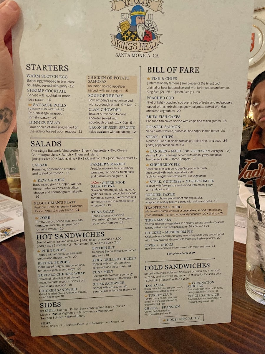 Ye Olde King's Head Menu - Image 2