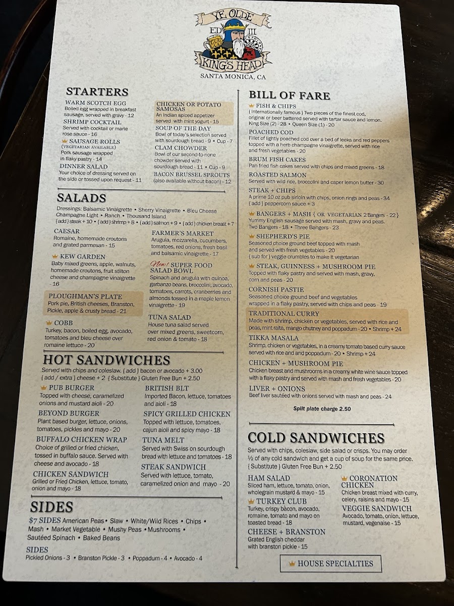 Ye Olde King's Head Menu - Image 5